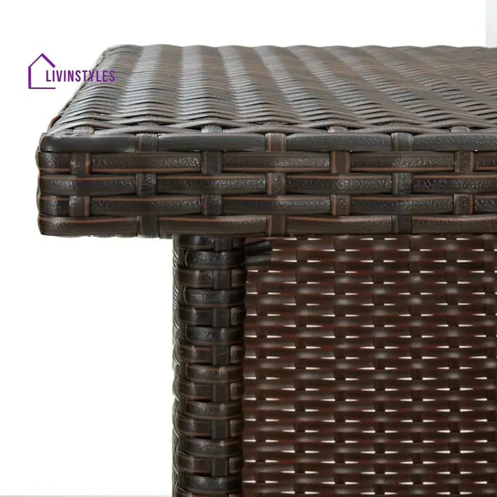 Nieves Outdoor Rattan Wicker Bar Table With Storage Selves - Bar Table