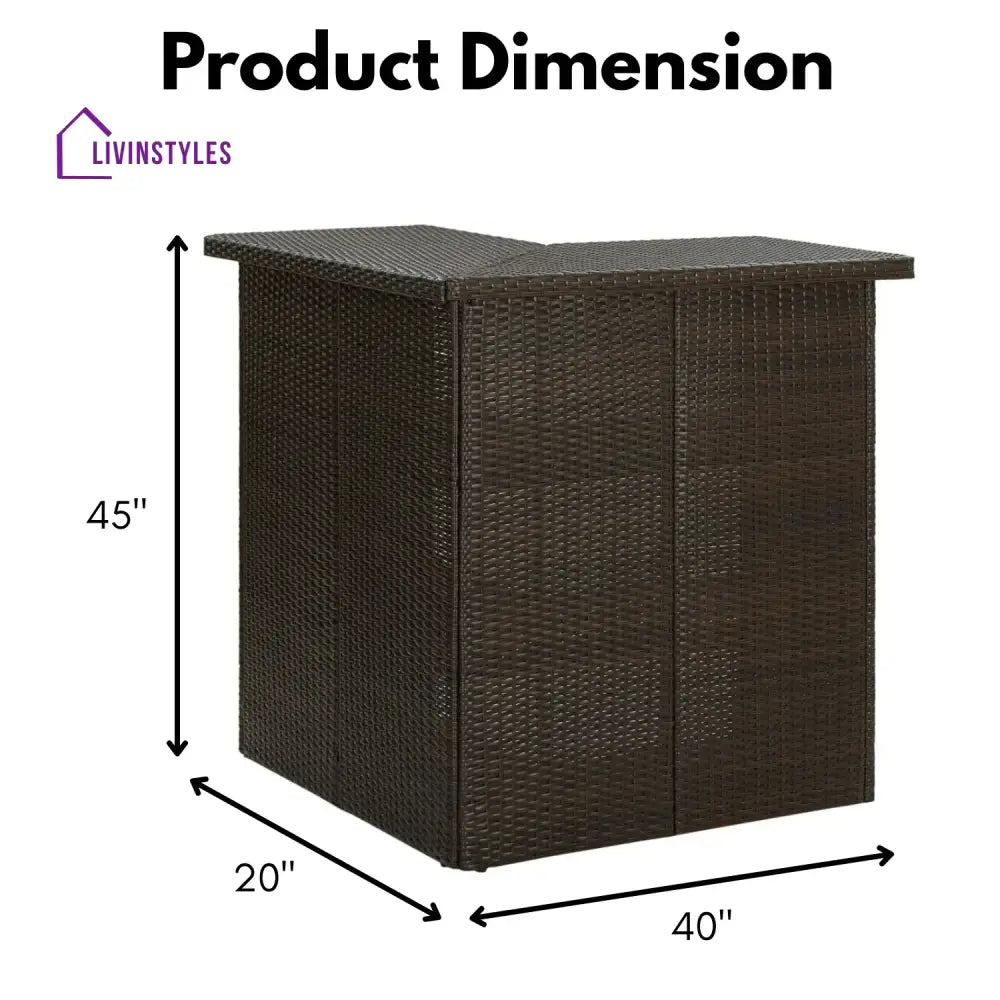 Nieves Outdoor Rattan Wicker Bar Table With Storage Selves - Bar Table