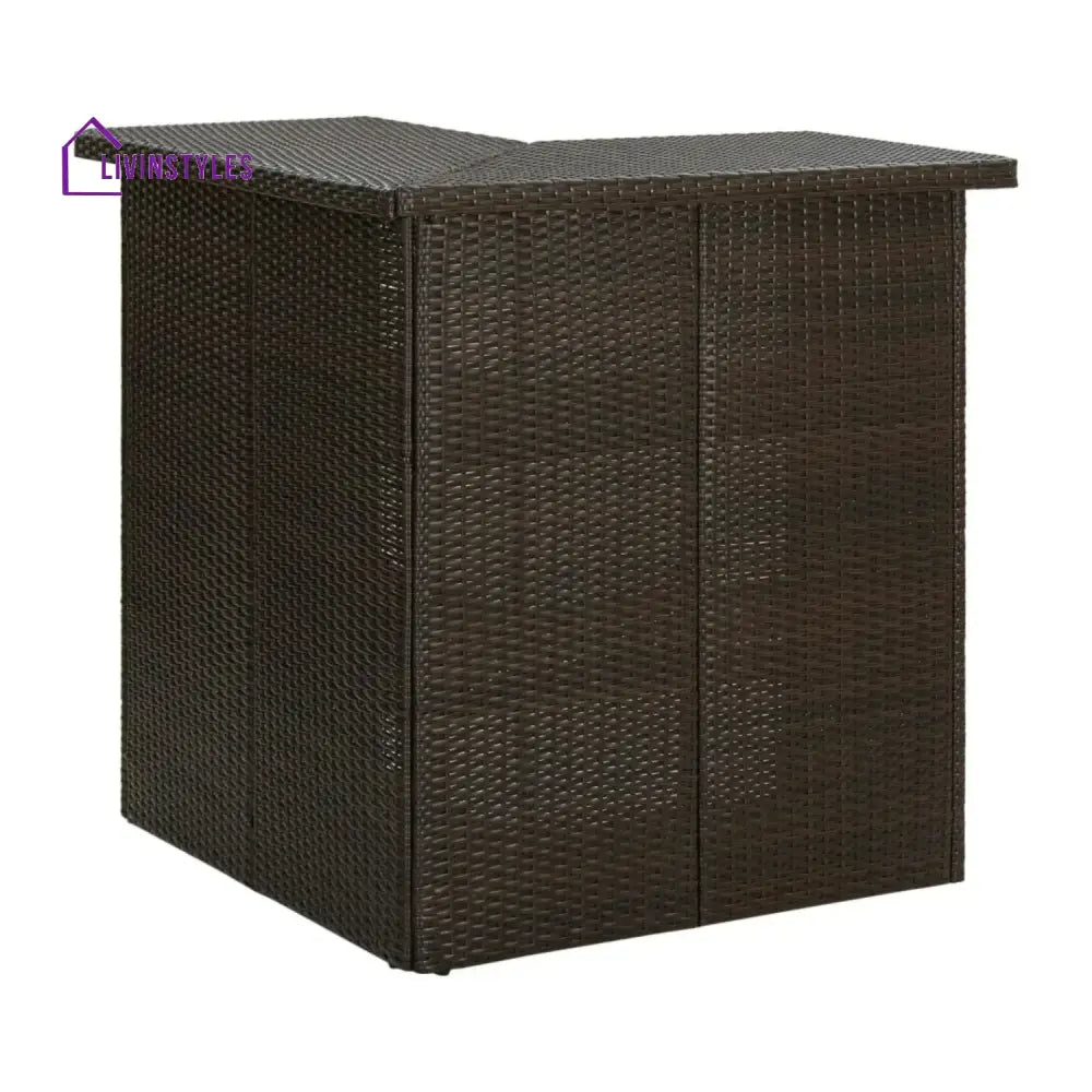 Nieves Outdoor Rattan Wicker Bar Table With Storage Selves - Bar Table