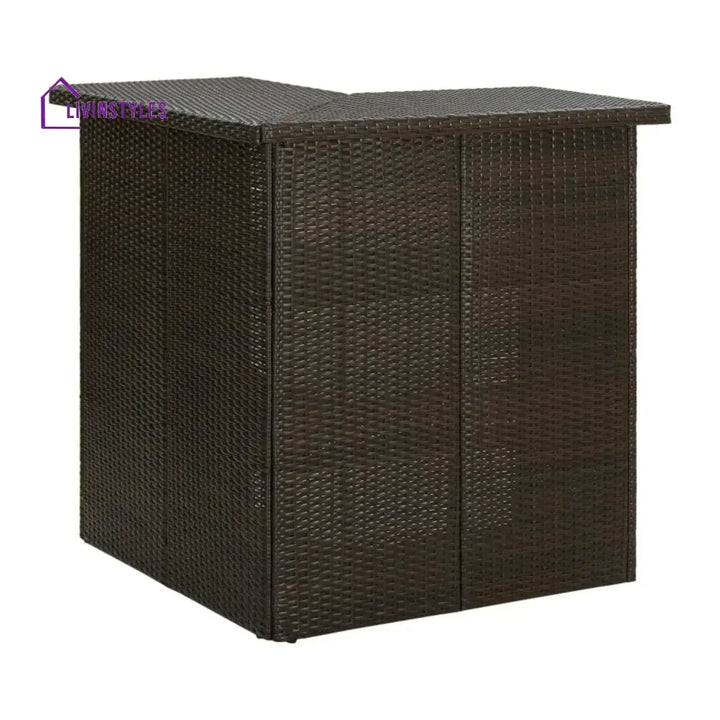 Nieves Outdoor Rattan Wicker Bar Table With Storage Selves - Bar Table