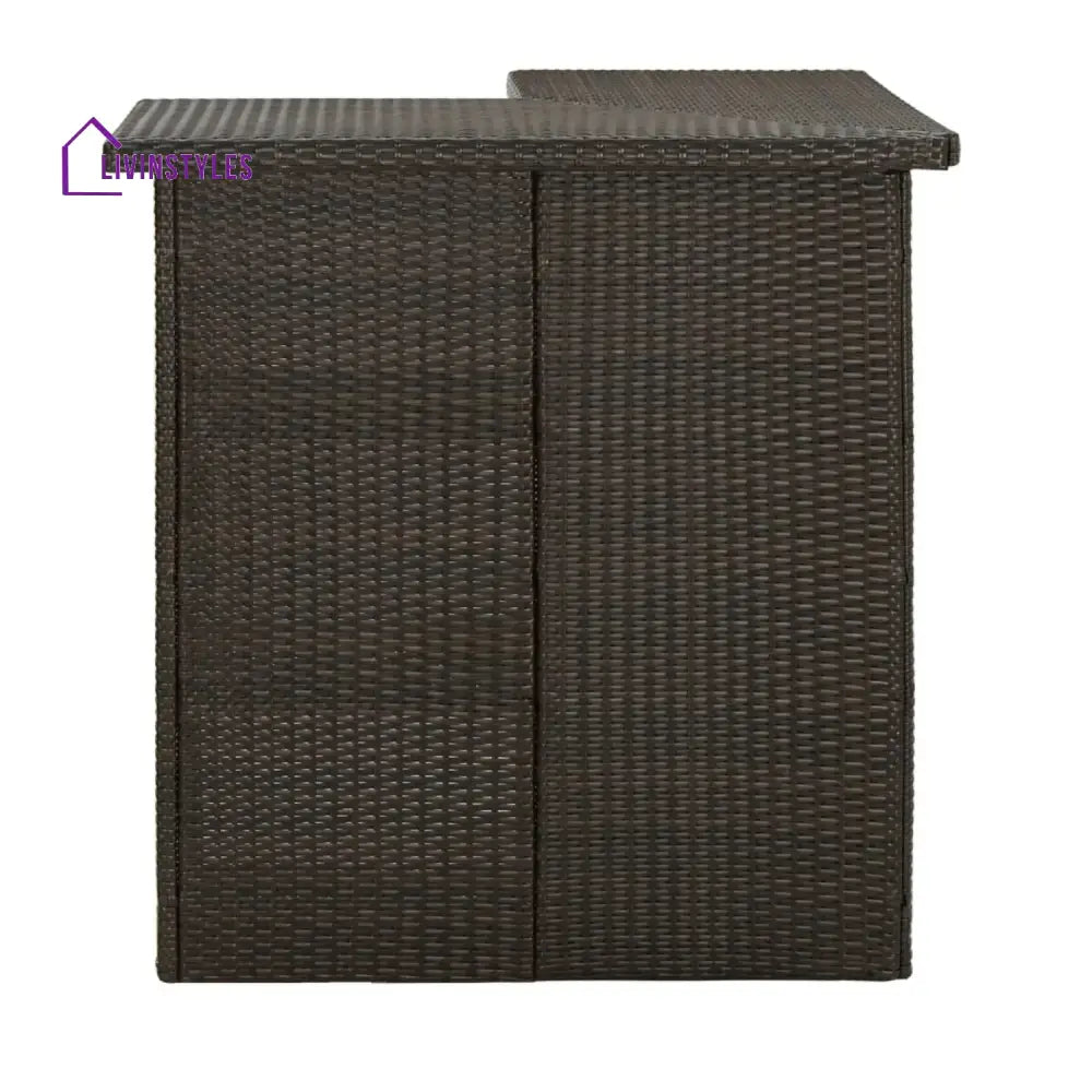 Nieves Outdoor Rattan Wicker Bar Table With Storage Selves - Bar Table