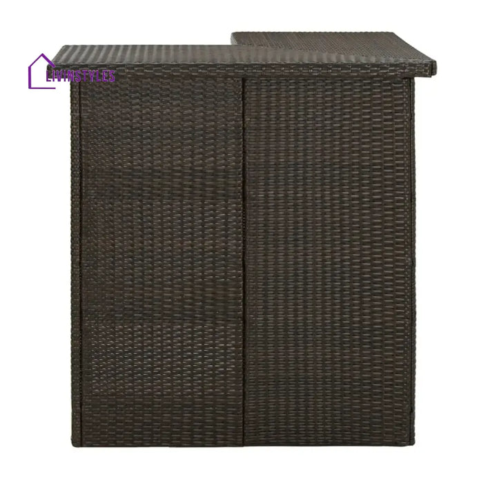 Nieves Outdoor Rattan Wicker Bar Table With Storage Selves - Bar Table