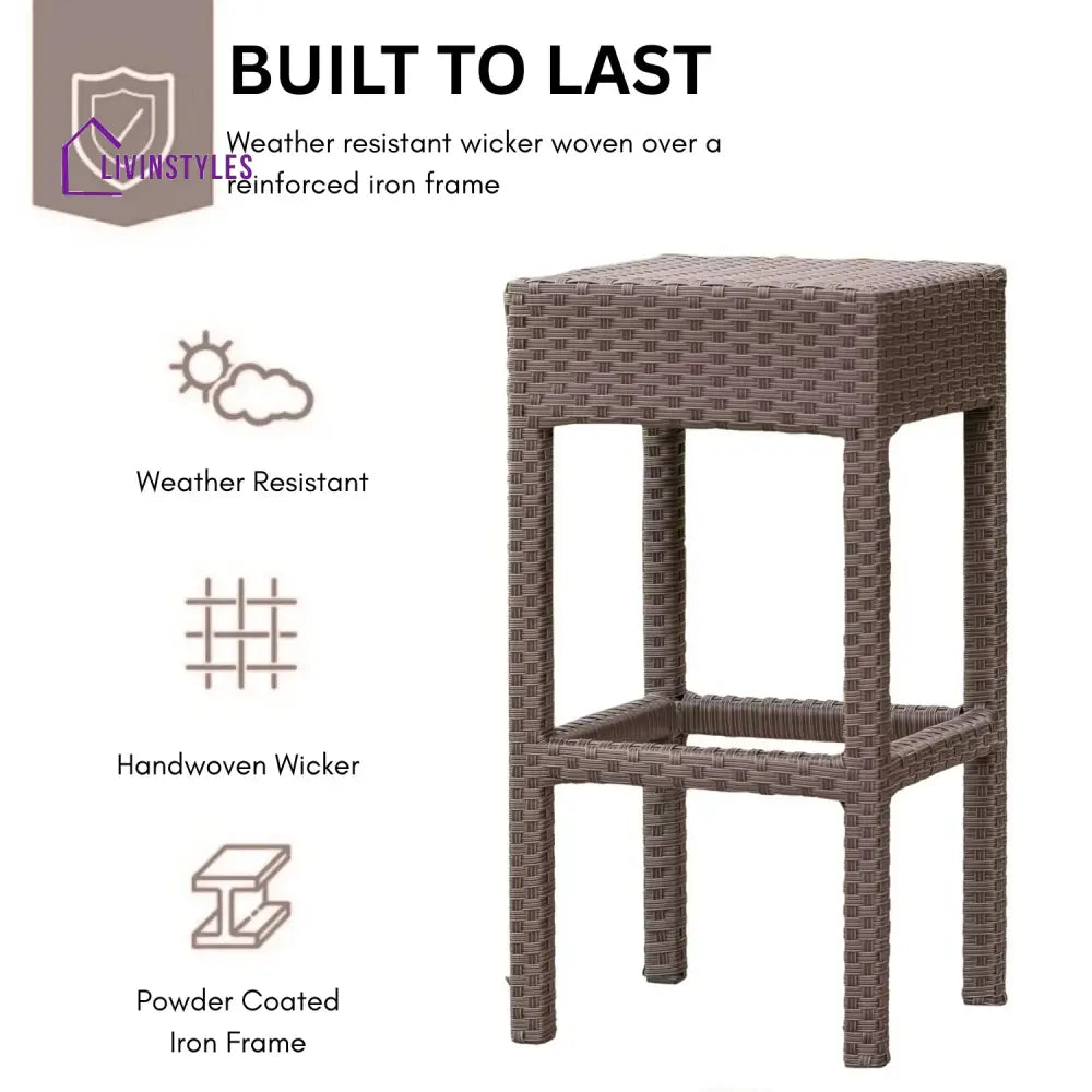 Niharika 7-Piece Outdoor Rattan Wicker Bar Set with Wicker Top Table - Bar Set