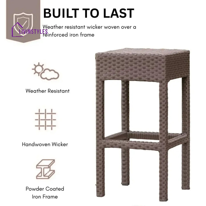 Niharika 7-Piece Outdoor Rattan Wicker Bar Set with Wicker Top Table - Bar Set