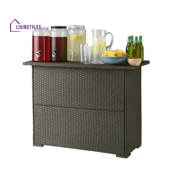 Niharika 7-Piece Outdoor Rattan Wicker Bar Set with Wicker Top Table - Bar Set