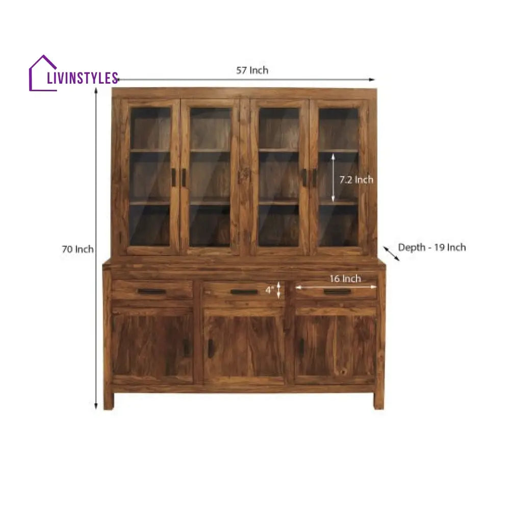 Niharika Crockery Cabinet Extra Large (Honey Finish)