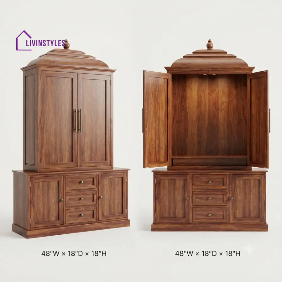Niharika Premium Solid Wood Home Temple | Pooja Mandir for Home