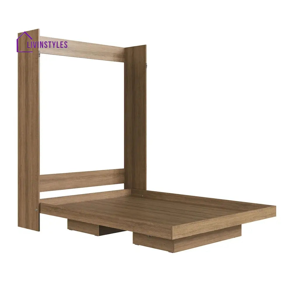Nika Wooden Finish Wall Mounted Bed with Shelves