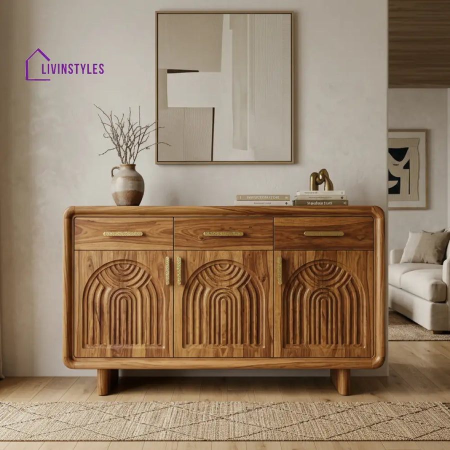 Nikau Sheesham Wood Cabinet and Sideboard (Honey Finish)