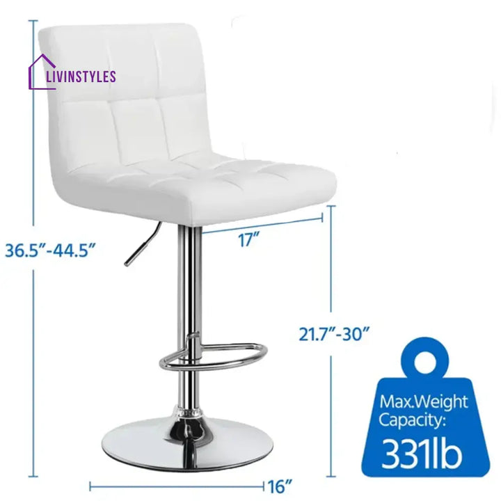 Nikhil Luxurious Leatherette White Bar Stool