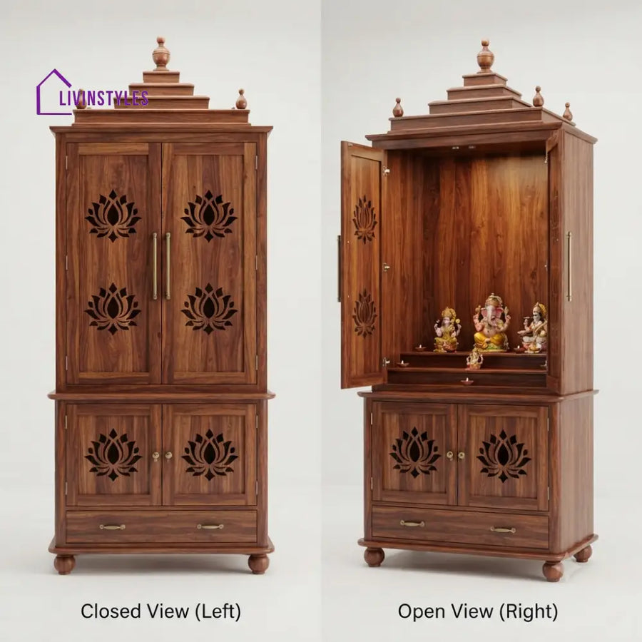 Nikita Premium Solid Wood Home Temple | Pooja Mandir for Home