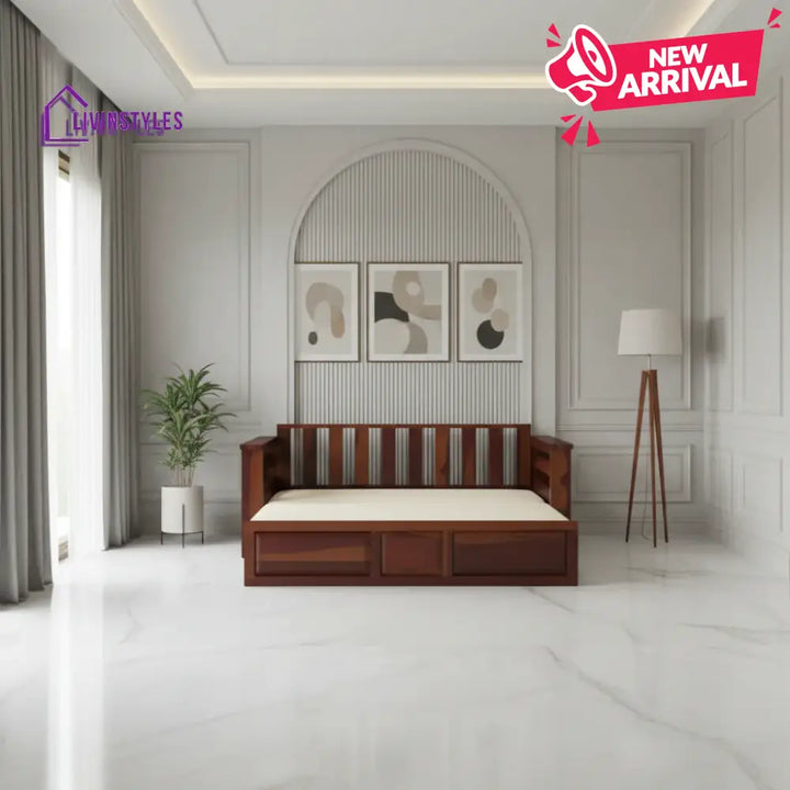 Sereta Sheesham Wood Sofa Cum Bed King size - Sofa Cum Bed