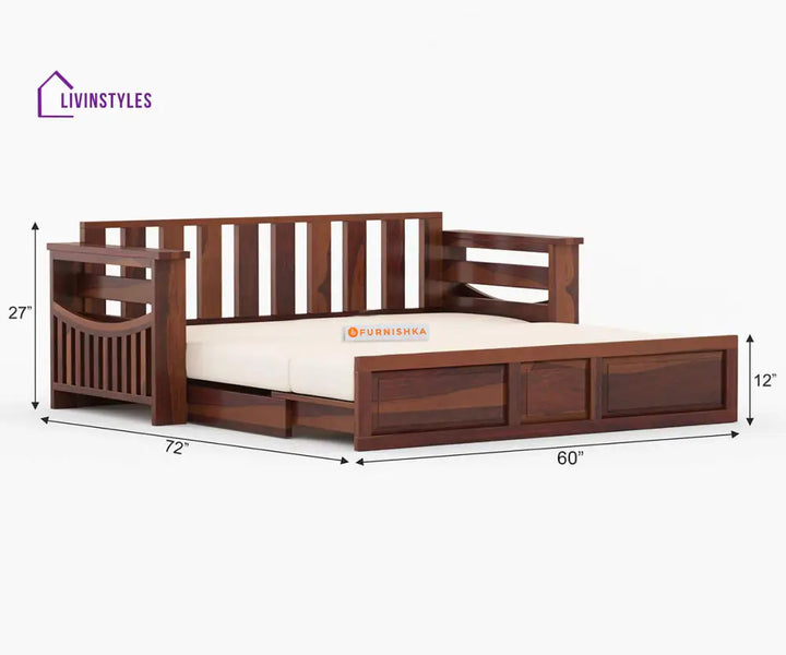 Sereta Sheesham Wood Sofa Cum Bed Queen size