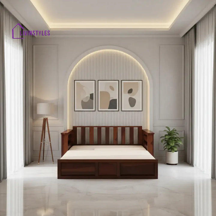 Sereta Sheesham Wood Sofa Cum Bed Queen size