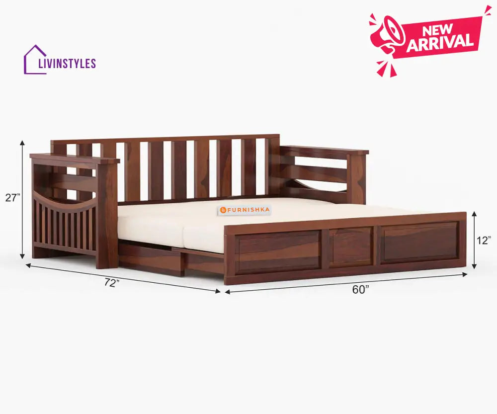 Sereta Sheesham Wood Sofa Cum Bed Queen size