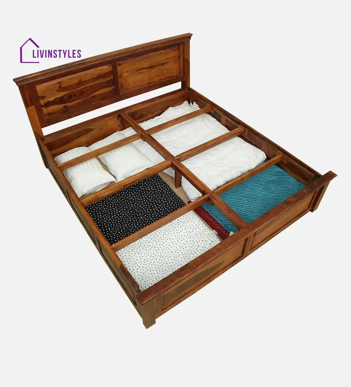 Kanishka Solid Sheesham Wood Storage Beds Bedroom Furniture Sets