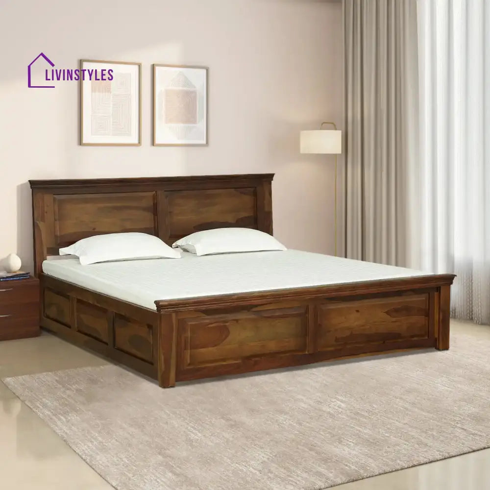 Kanishka Solid Sheesham Wood Storage Beds Queen / Teak Bedroom Furniture Sets