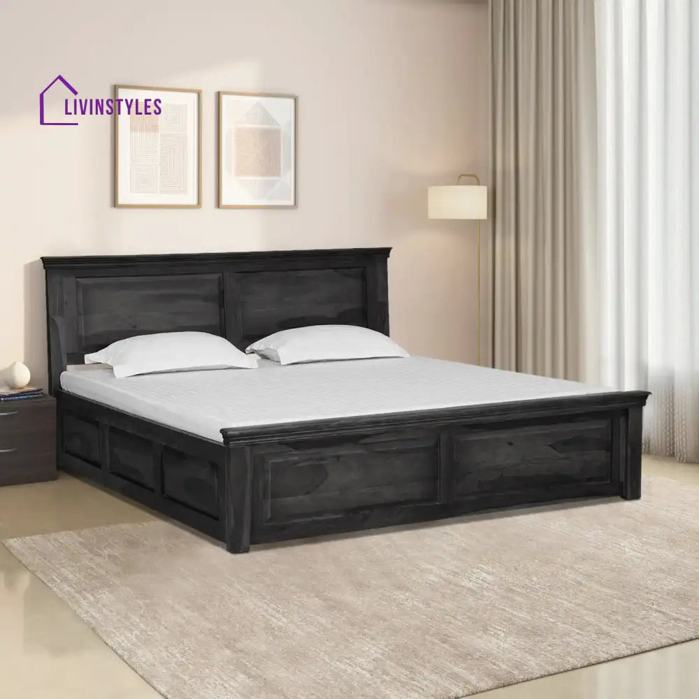 Kanishka Solid Sheesham Wood Storage Beds Queen / Walnut Bedroom Furniture Sets
