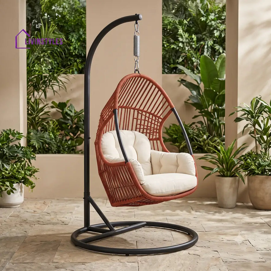 Nikodem Premium MS Frame with Powder Coated Outdoor Swing Chair with Stand