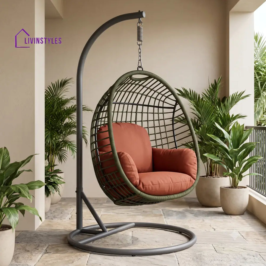 Nikola Premium MS Frame with Powder Coated Outdoor Swing Chair with Stand