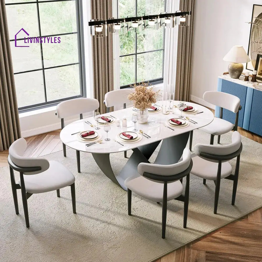 Nikolai 7 Pieces Modern Oval Dining Table Set for 6