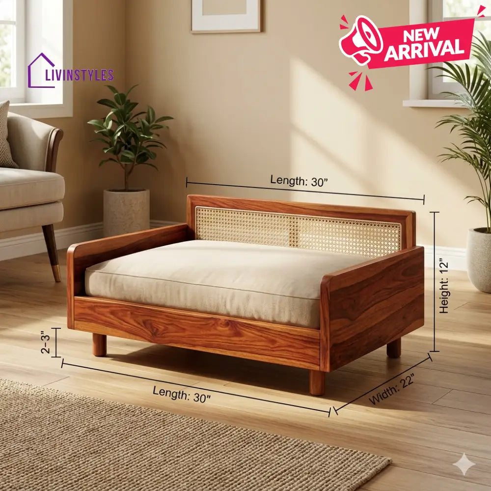 Nikolai Solid Sheesham Wood Pet Daybed | Cat Bed | Dog Bed