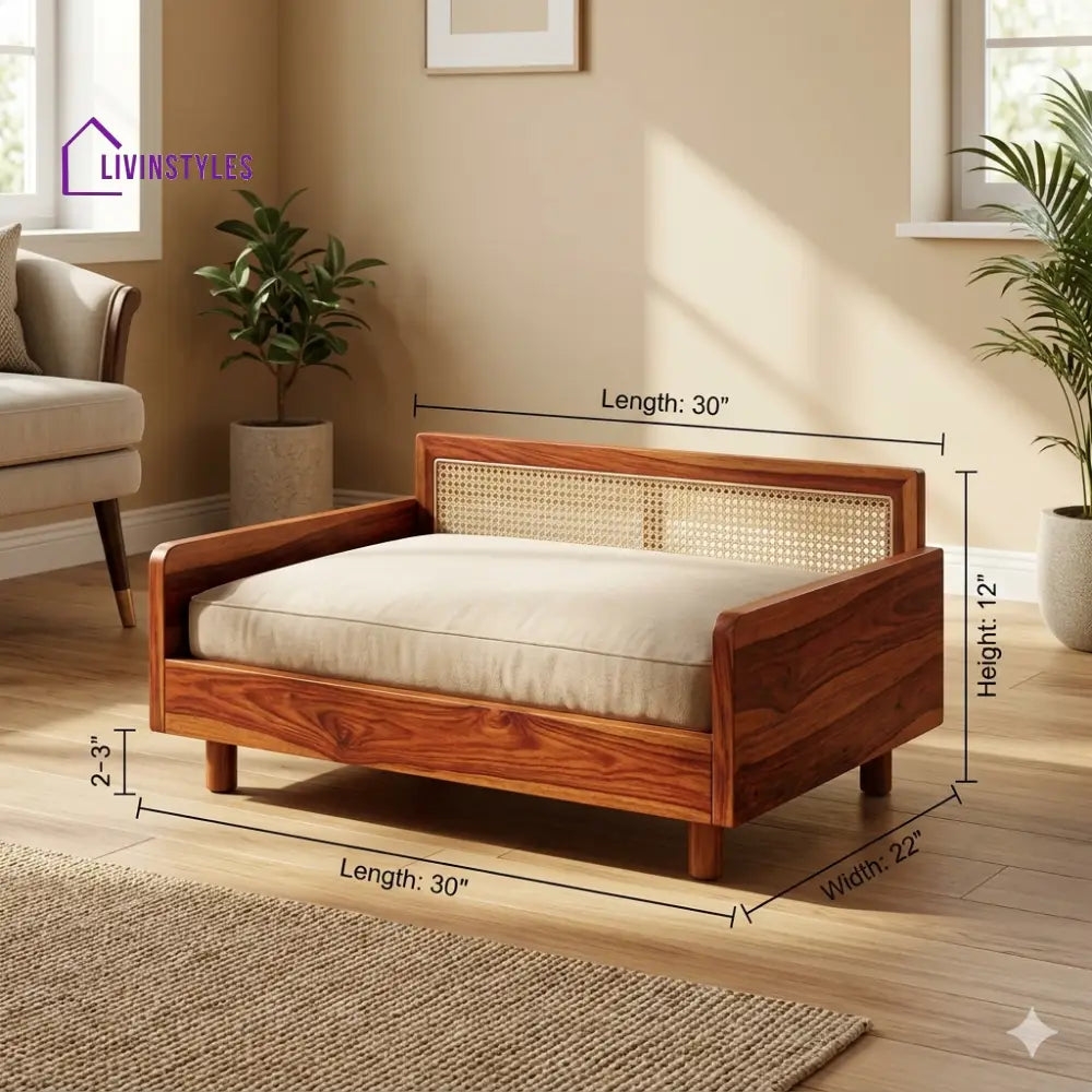 Nikolai Solid Sheesham Wood Pet Daybed | Cat Bed | Dog Bed