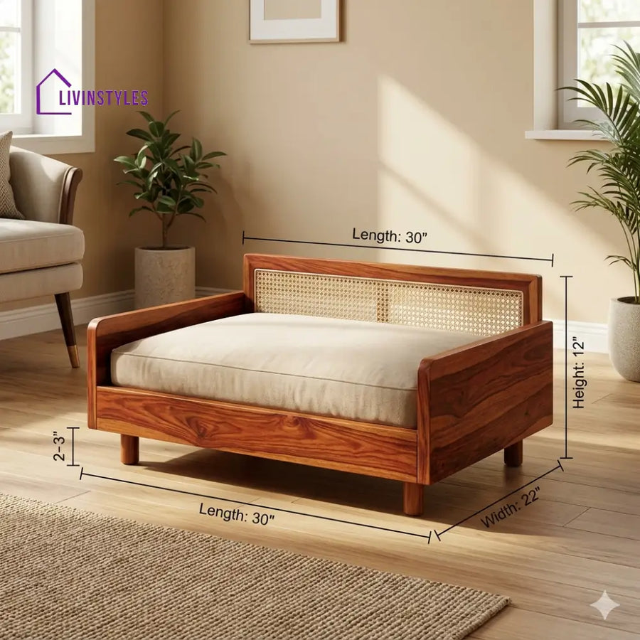 Nikolai Solid Sheesham Wood Pet Daybed | Cat Bed | Dog Bed