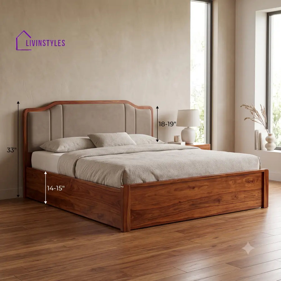 Nila Wooden Bed | Solid Wood Double Bed | Wooden King size bed & Wooden Queen size bed