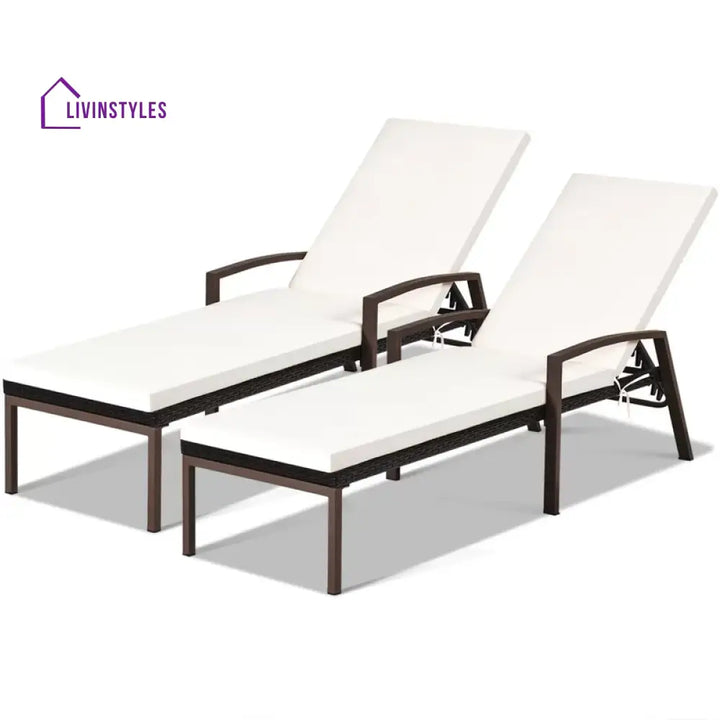Nimble Outdoor Swimming Poolside Lounger Set of 2 (Brown) - Loungers