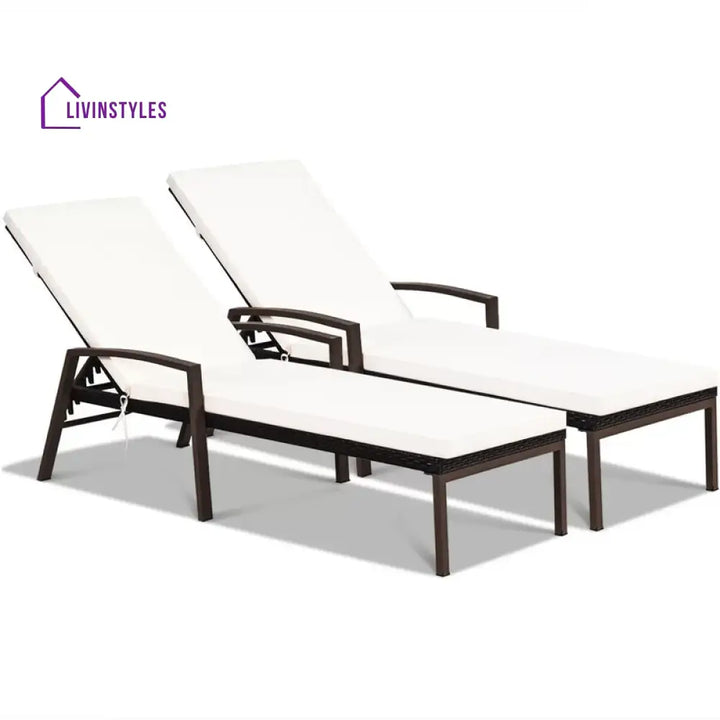 Nimble Outdoor Swimming Poolside Lounger Set of 2 (Brown) - Loungers