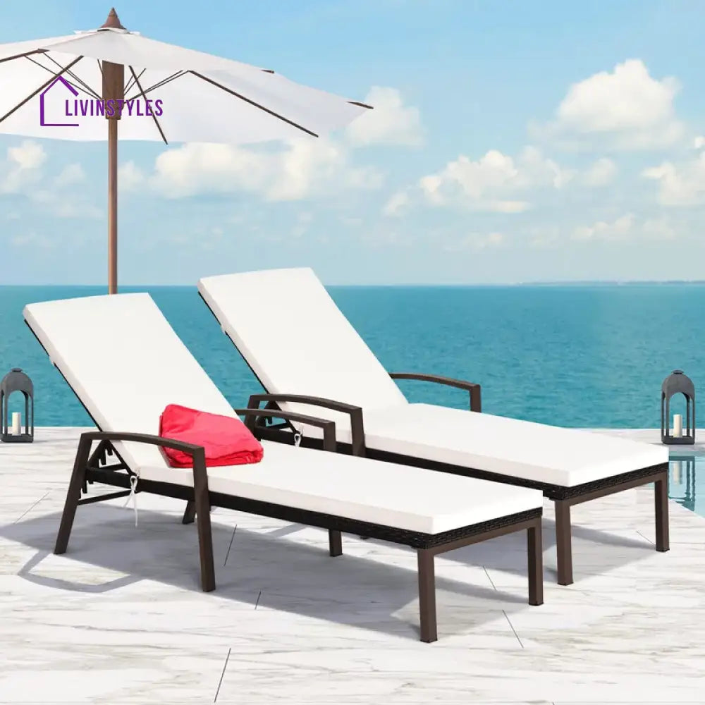 Nimble Outdoor Swimming Poolside Lounger Set of 2 (Brown) - Loungers