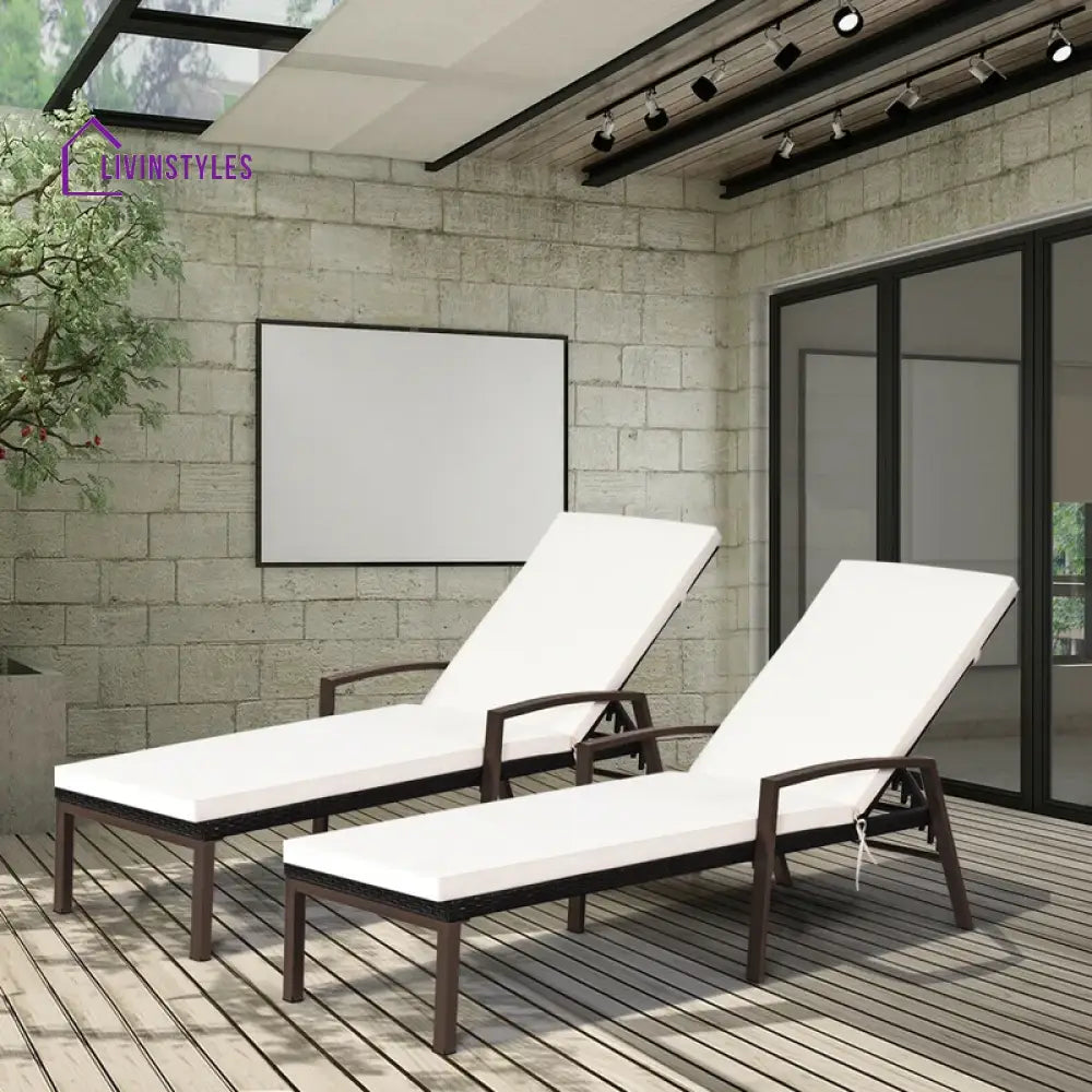 Nimble Outdoor Swimming Poolside Lounger Set of 2 (Brown) - Loungers