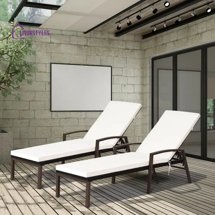 Nimble Outdoor Swimming Poolside Lounger Set of 2 (Brown) - Loungers