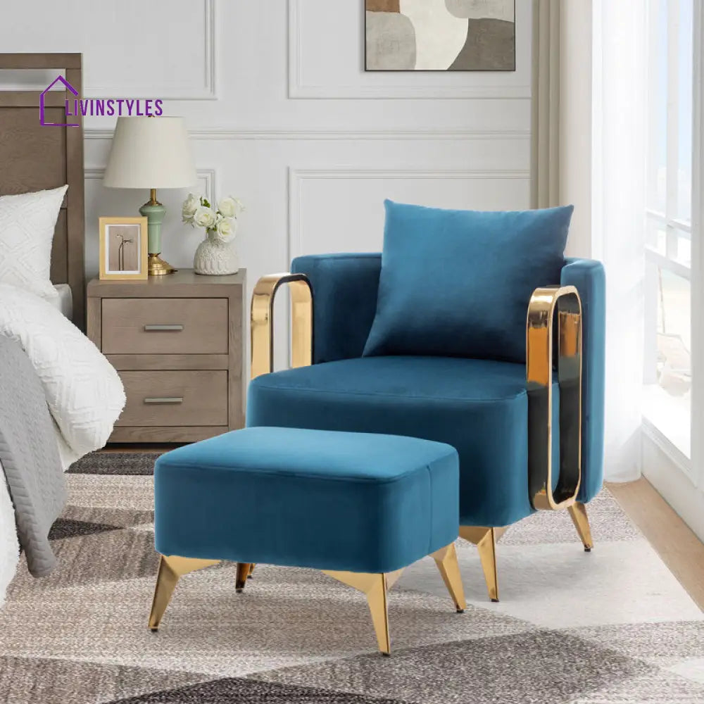 Nimya Metal and Fabric Arm Chair | Living Room Chair | Lounge Chair