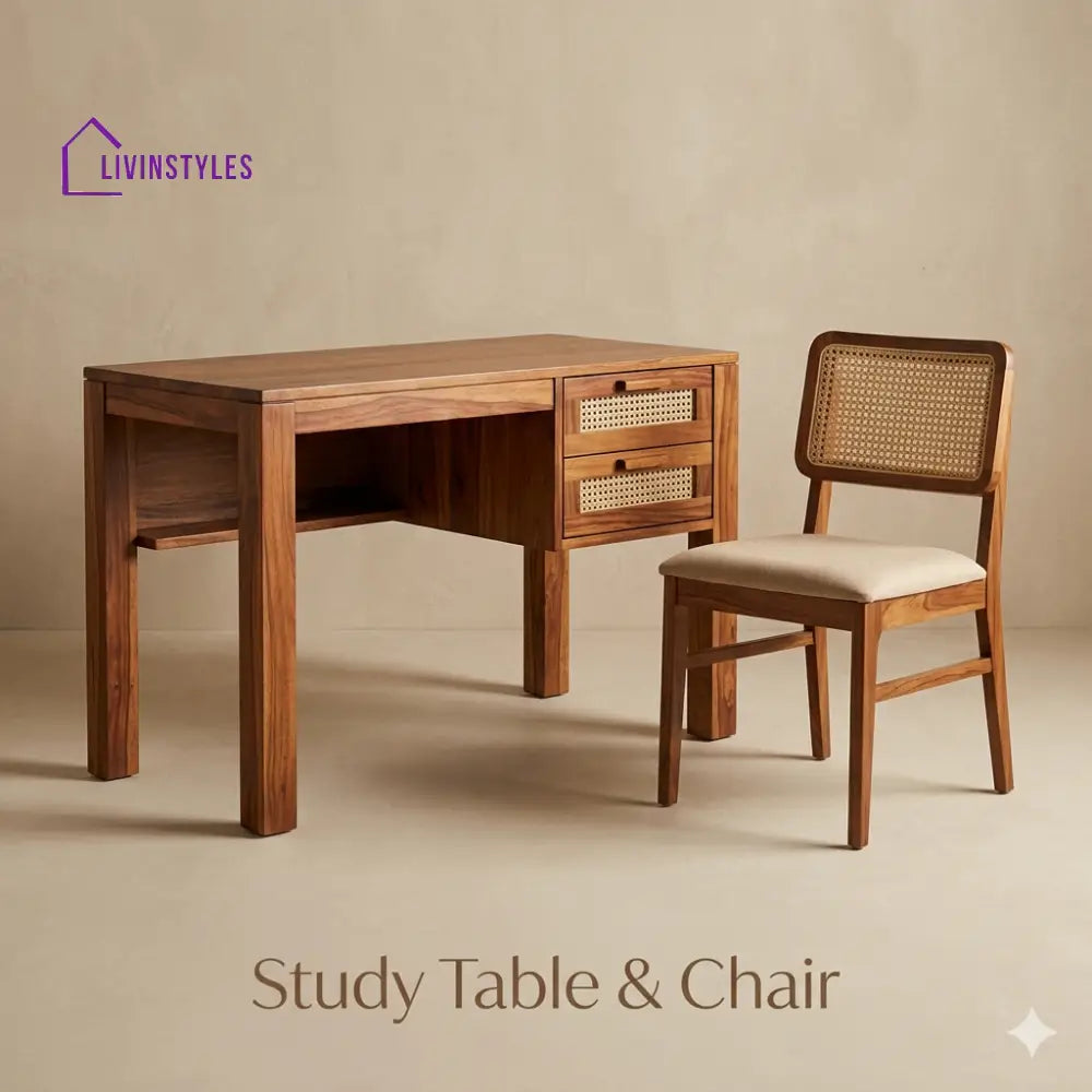 Nina Sheesham Wood Study Table and Chair Set for Students | Kids | Adults