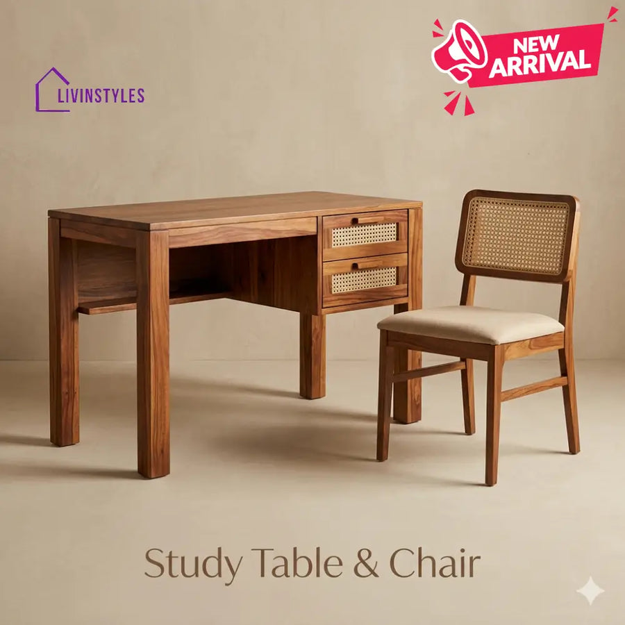 Nina Sheesham Wood Study Table and Chair Set for Students | Kids | Adults