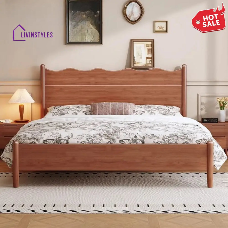 Nina Solid Walnut Wood Bed for Luxury Homes