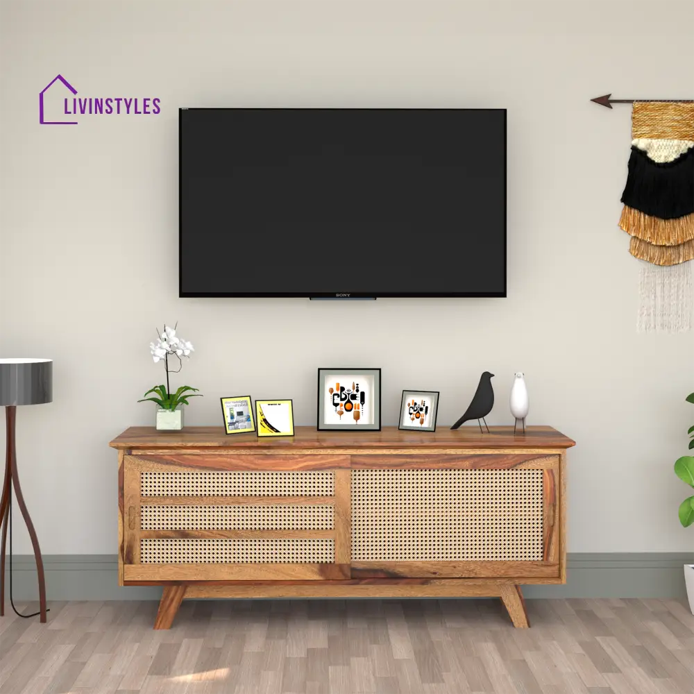 Ninel Sheesham Wood TV Unit in Natural Honey Colour tv units