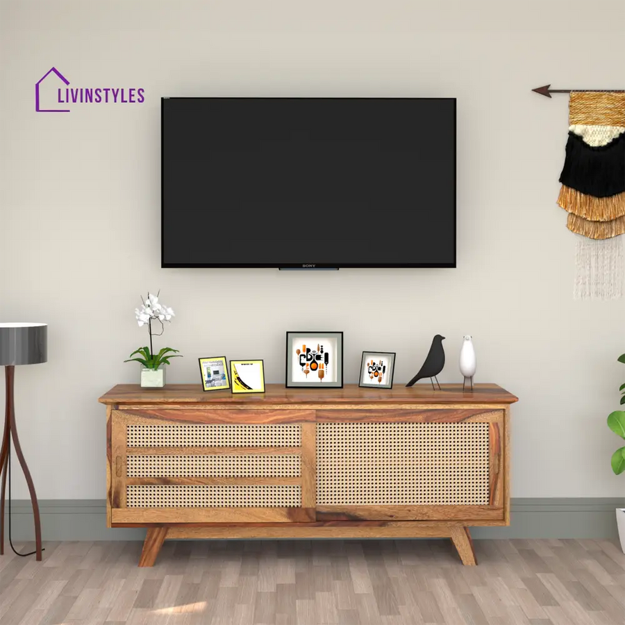 Ninel Sheesham Wood TV Unit in Natural Honey Colour tv units