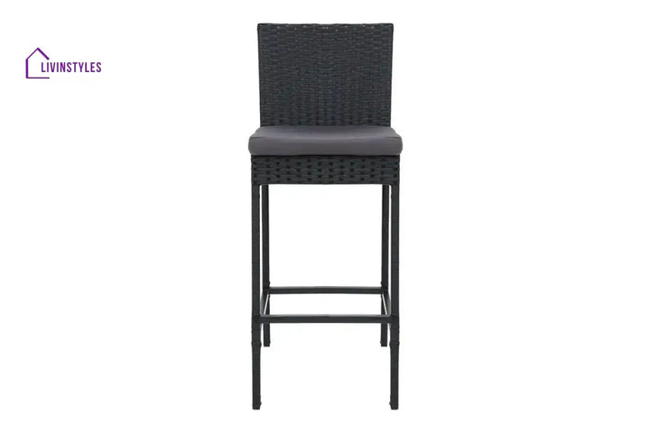 Nino Outdoor Patio Bar Chair 2 Chairs For Balcony (Black) - Bar Sets