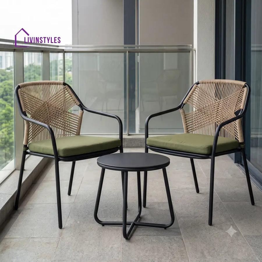 Ninon Outdoor Set 2 Chairs and 1 Table | Balcony Furniture Set