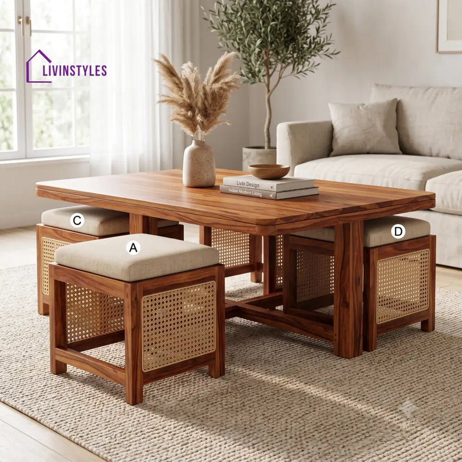 Ninon Wooden Coffee Table for Living Room | Tea Table | Teapoy | Center table