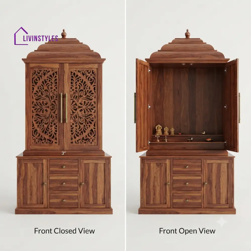 Nirali Premium Solid Wood Home Temple | Pooja Mandir for Home