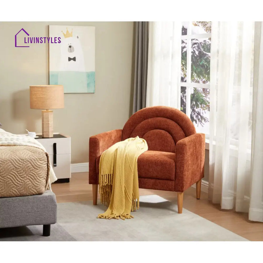 Nirvika Solid Wood and Fabric Arm Chair | Living Room Chair | Lounge Chair