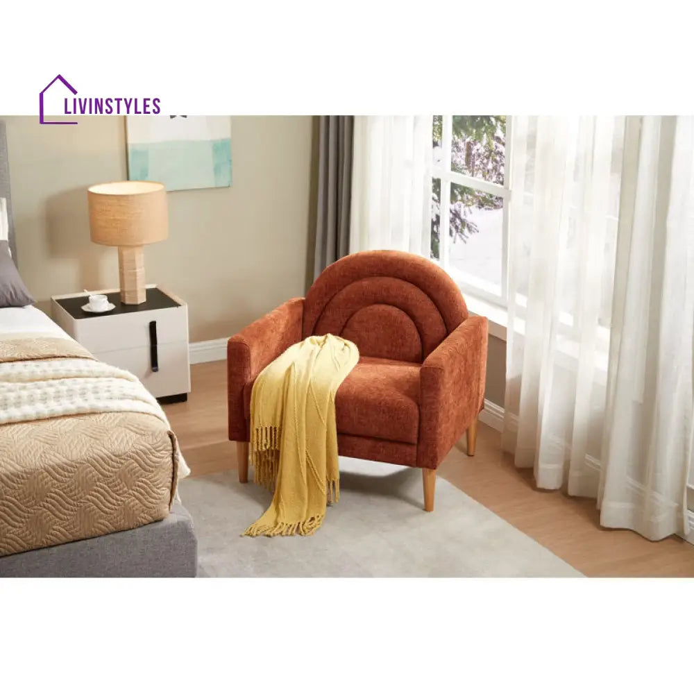 Nirvika Solid Wood and Fabric Arm Chair | Living Room Chair | Lounge Chair