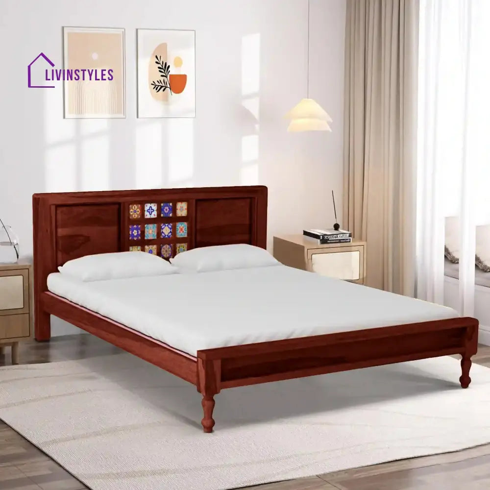 Anamika Contemporary Sheesham Wood Beds Queen / Honey Bed without storage