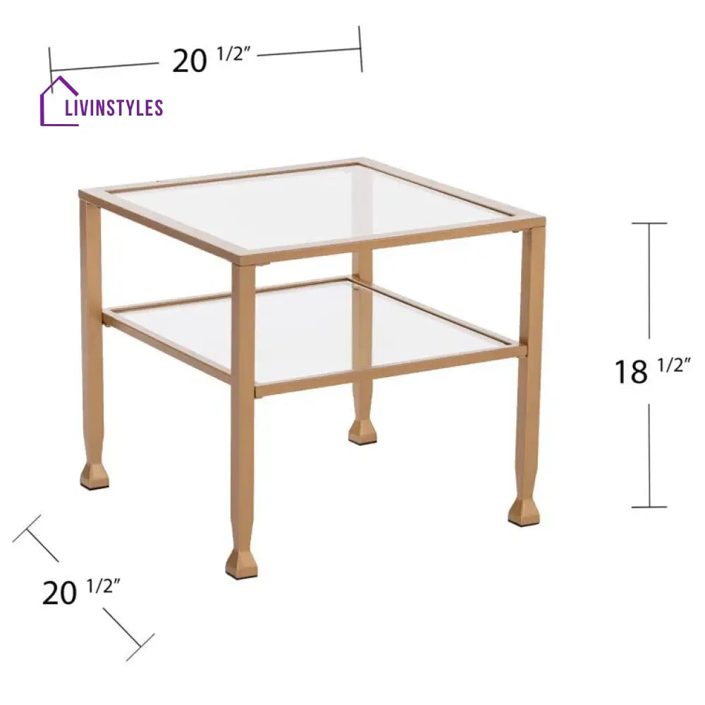 Nisha Metal Coffee Table with Glass Top