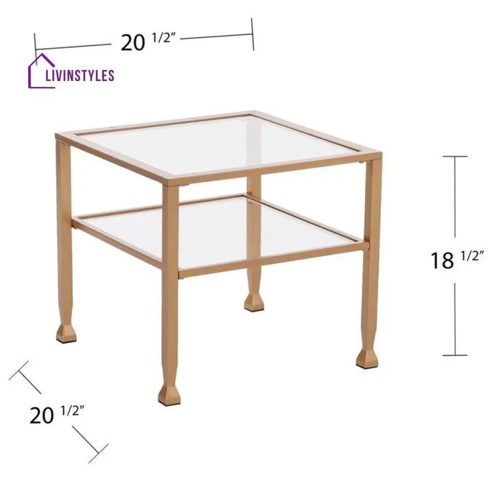 Nisha Metal Coffee Table with Glass Top