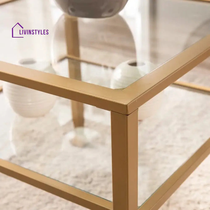 Nisha Metal Coffee Table with Glass Top